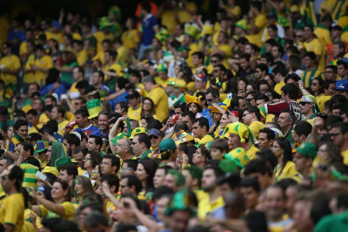 epa04305911 Brazil fans before the FIFA World Cup 2014 semi final match between Brazil and Germany at the Estadio Mineirao in Belo Horizonte, Brazil, 08 July 2014. 

(RESTRICTIONS APPLY: Editorial Use Only, not used in association with any commercial entity - Images must not be used in any form of alert service or push service of any kind including via mobile alert services, downloads to mobile devices or MMS messaging - Images must appear as still images and must not emulate match action video footage - No alteration is made to, and no text or image is superimposed over, any published image which: (a) intentionally obscures or removes a sponsor identification image; or (b) adds or overlays the commercial identification of any third party which is not officially associated with the FIFA World Cup)  EPA/Fernando Bizerra Jr.   EDITORIAL USE ONLY