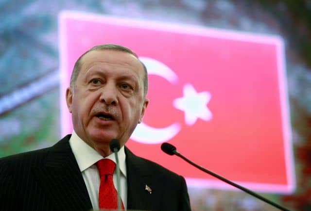 Turkish President Tayyip Erdogan speaks at North Atlantic Council Mediterranean Dialogue Meeting in Ankara, Turkey, May 6, 2019. Murat Cetinmuhurdar/Presidential Press Office/Handout via REUTERS ATTENTION EDITORS - THIS PICTURE WAS PROVIDED BY A THIRD PARTY. NO RESALES. NO ARCHIVE