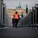 Stage cases are placed in front of the Brandenburg Gate during a protest in support of the event sector affected by the coronavirus disease (COVID-19), in Berlin, Germany, October 28, 2020. REUTERS/Hannibal Hanschke