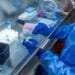 A researcher at the University of Pittsburgh works on a COVID-19 vaccine candidate, a fingertip-sized patch with dissolvable microscopic needles, in Pittsburgh, Pennsylvania, U.S., March 28, 2020.  UPMC/Handout via REUTERS ATTENTION EDITORS - THIS IMAGE WAS PROVIDED BY A THIRD PARTY. MANDATORY CREDIT. NO RESALES. NO ARCHIVES