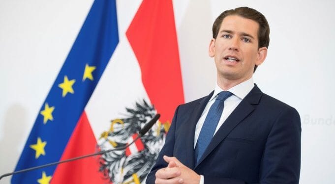 Austrian Chancellor Sebastian Kurz, address the media during af news conference after the inauguration ceremony at the Chancellors Office in Vienna, Austria, Wednesday, May 21, 2019. Austrian Chancellor Sebastian Kurz has called for an early election after the resignation of his vice chancellor Heinz-Christian Strache from the Freedom Party spelled an end to his governing coalition. (AP Photo/Michael Gruber)