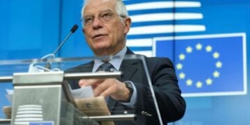 European High Representative of the Union for Foreign Affairs Josep Borrell attends a news conference following a video conference of European foreign affairs and defence ministers, in Brussels, Belgium, June 16, 2020. Olivier Hoslet/Pool via REUTERS